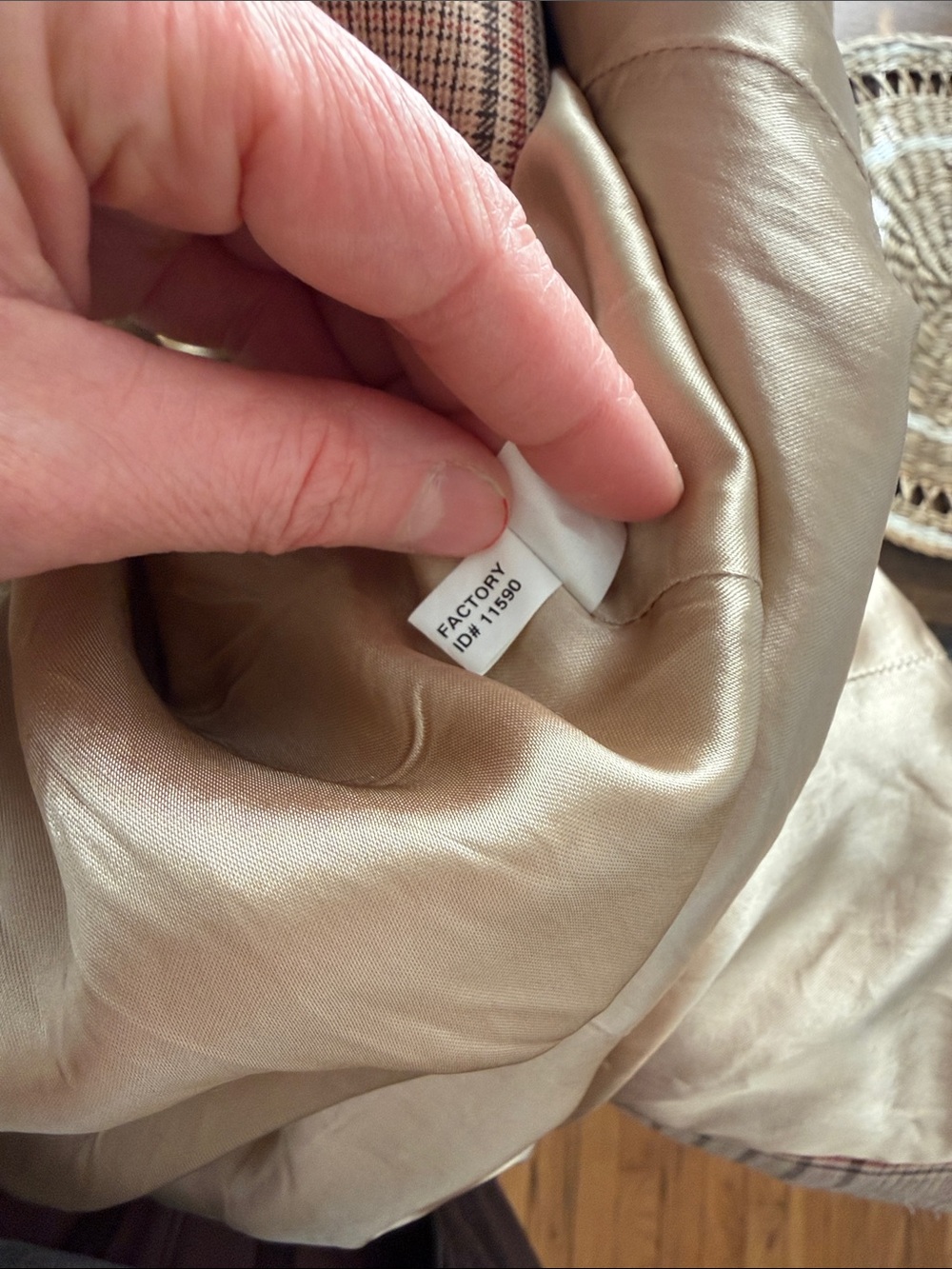 Express Design Studio Plaid Double-Breasted Trench Coat - Pink/Tan small - Picture 11 of 11